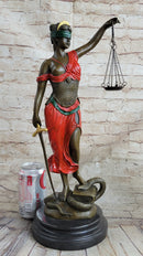 Red Lady Justice Bronze – Blindfolded Woman with Scales & Sword
