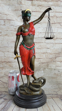 Red Lady Justice Bronze – Blindfolded Woman with Scales & Sword