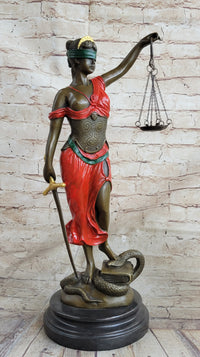 Red Lady Justice Bronze – Blindfolded Woman with Scales & Sword