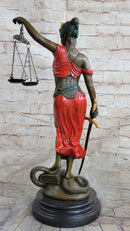 Red Lady Justice Bronze – Blindfolded Woman with Scales & Sword