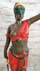 Red Lady Justice Bronze – Blindfolded Woman with Scales & Sword