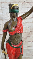 Red Lady Justice Bronze – Blindfolded Woman with Scales & Sword