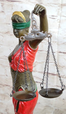 Red Lady Justice Bronze – Blindfolded Woman with Scales & Sword