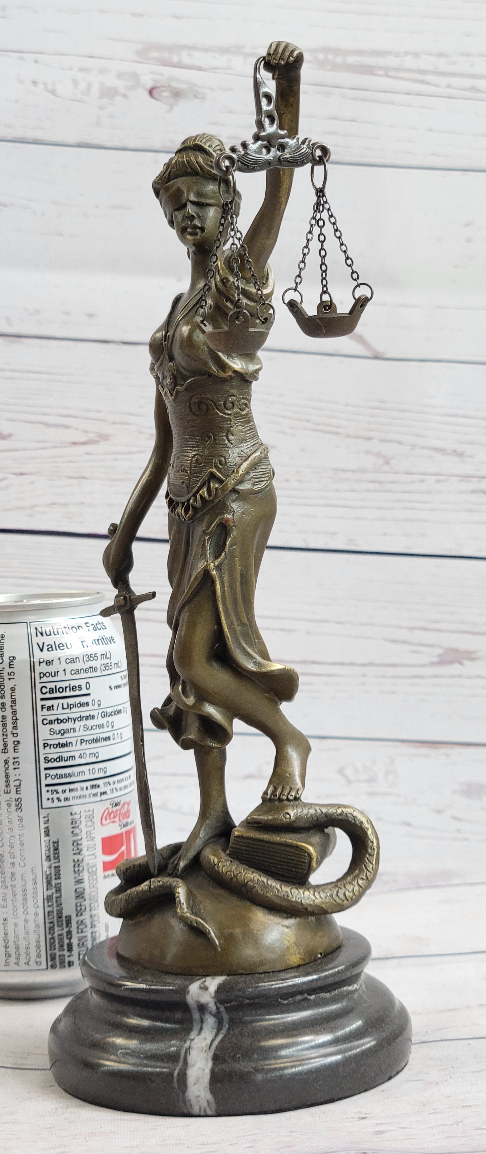 Hot Cast Signed Mayer Blind Justice Lawyer Office Bronze Sculpture