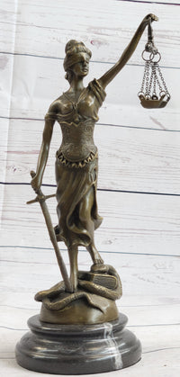 Hot Cast Signed Mayer Blind Justice Lawyer Office Bronze Sculpture