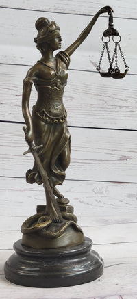 Hot Cast Signed Mayer Blind Justice Lawyer Office Bronze Sculpture