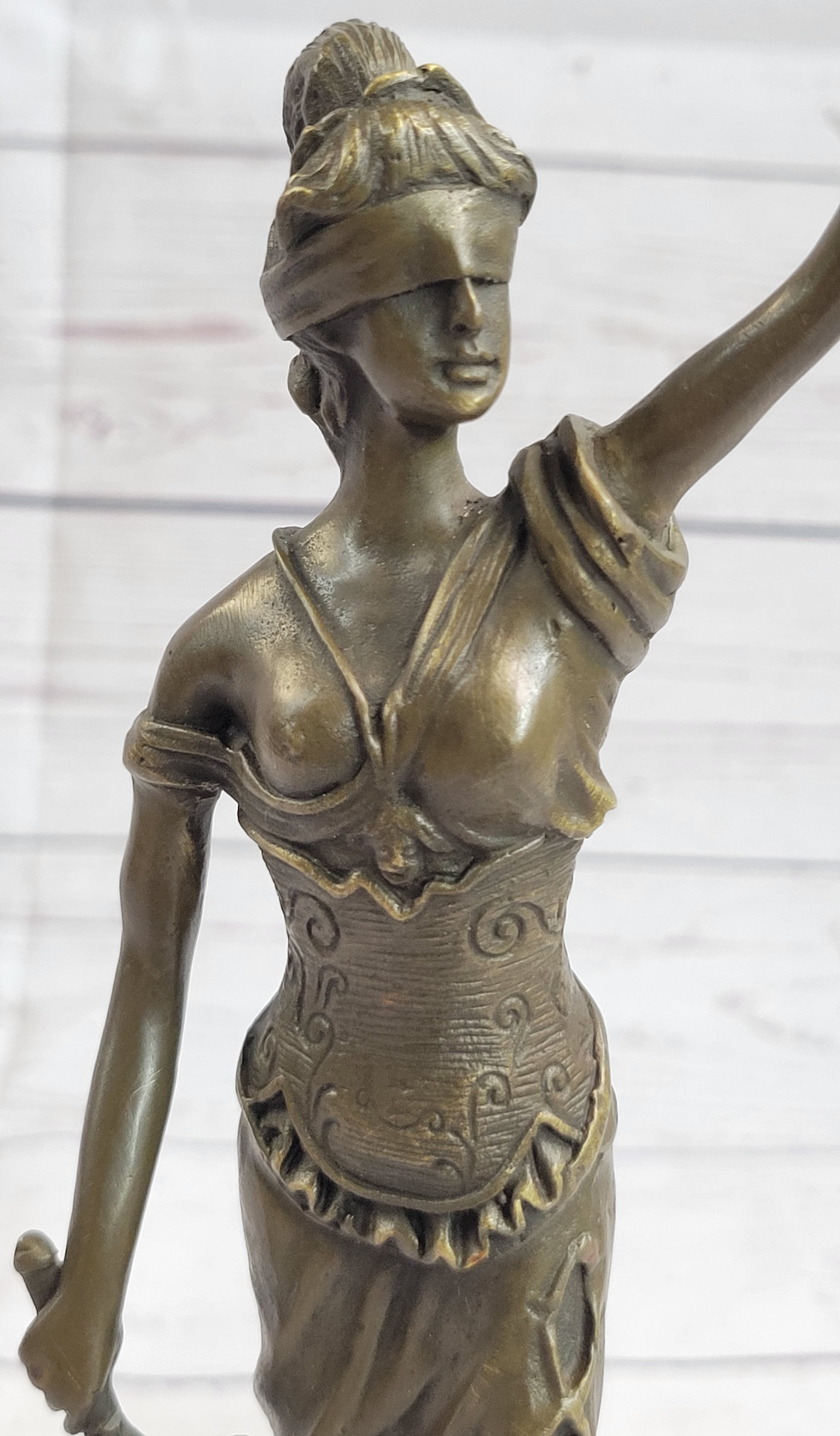 Hot Cast Signed Mayer Blind Justice Lawyer Office Bronze Sculpture