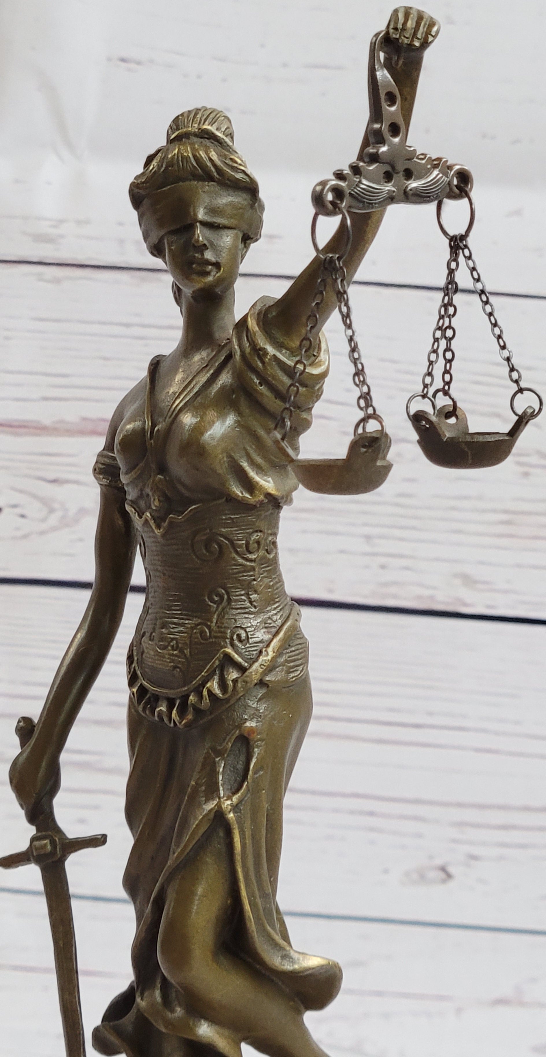 Hot Cast Signed Mayer Blind Justice Lawyer Office Bronze Sculpture