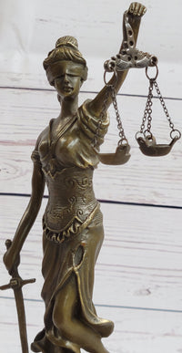 Hot Cast Signed Mayer Blind Justice Lawyer Office Bronze Sculpture