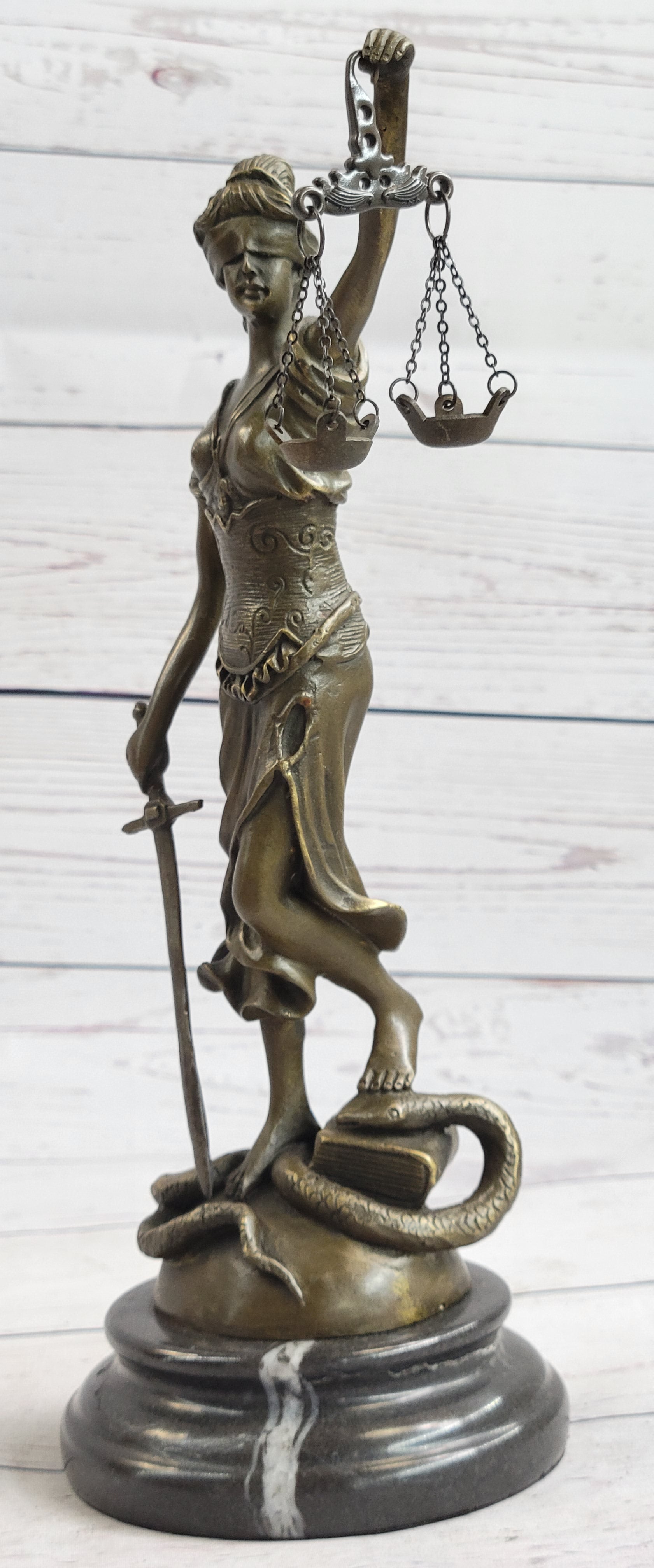 Hot Cast Signed Mayer Blind Justice Lawyer Office Bronze Sculpture