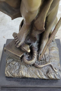 Real Bronze Metal Statue with Marble Lady Blind Justice Scales Lawyer Sculpture