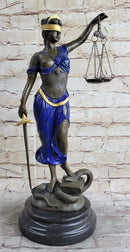 Hot Cast Blue & Gold Patina Blind Justice Lawyer Graduation Bronze