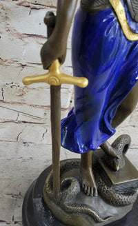 Hot Cast Blue & Gold Patina Blind Justice Lawyer Graduation Bronze