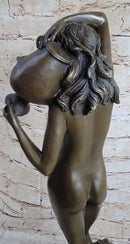 Signed Milo Nude Woman Holding A Vase bronze Marble Base Sculpture