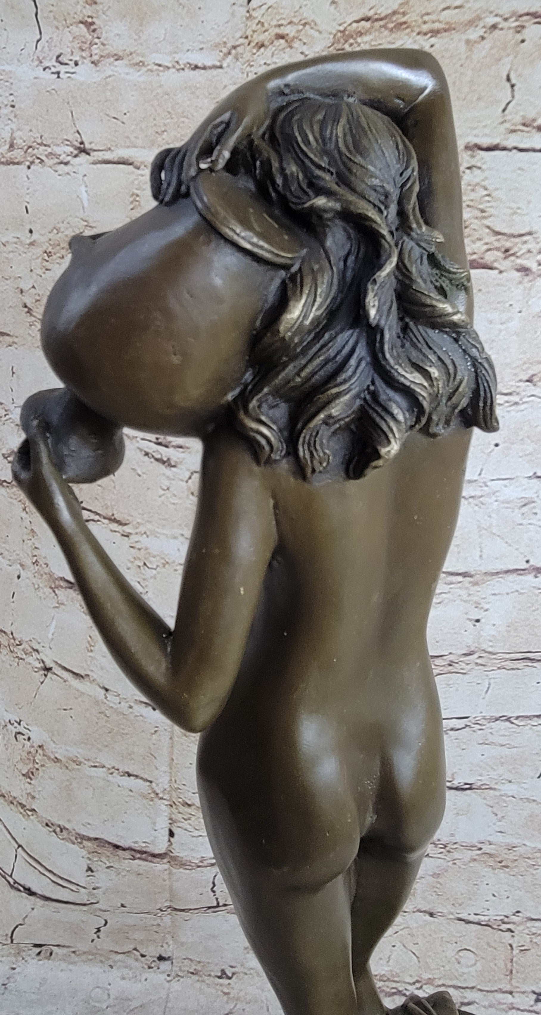 Signed Milo Nude Woman Holding A Vase bronze Marble Base Sculpture
