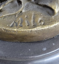 Signed Milo Nude Woman Holding A Vase bronze Marble Base Sculpture