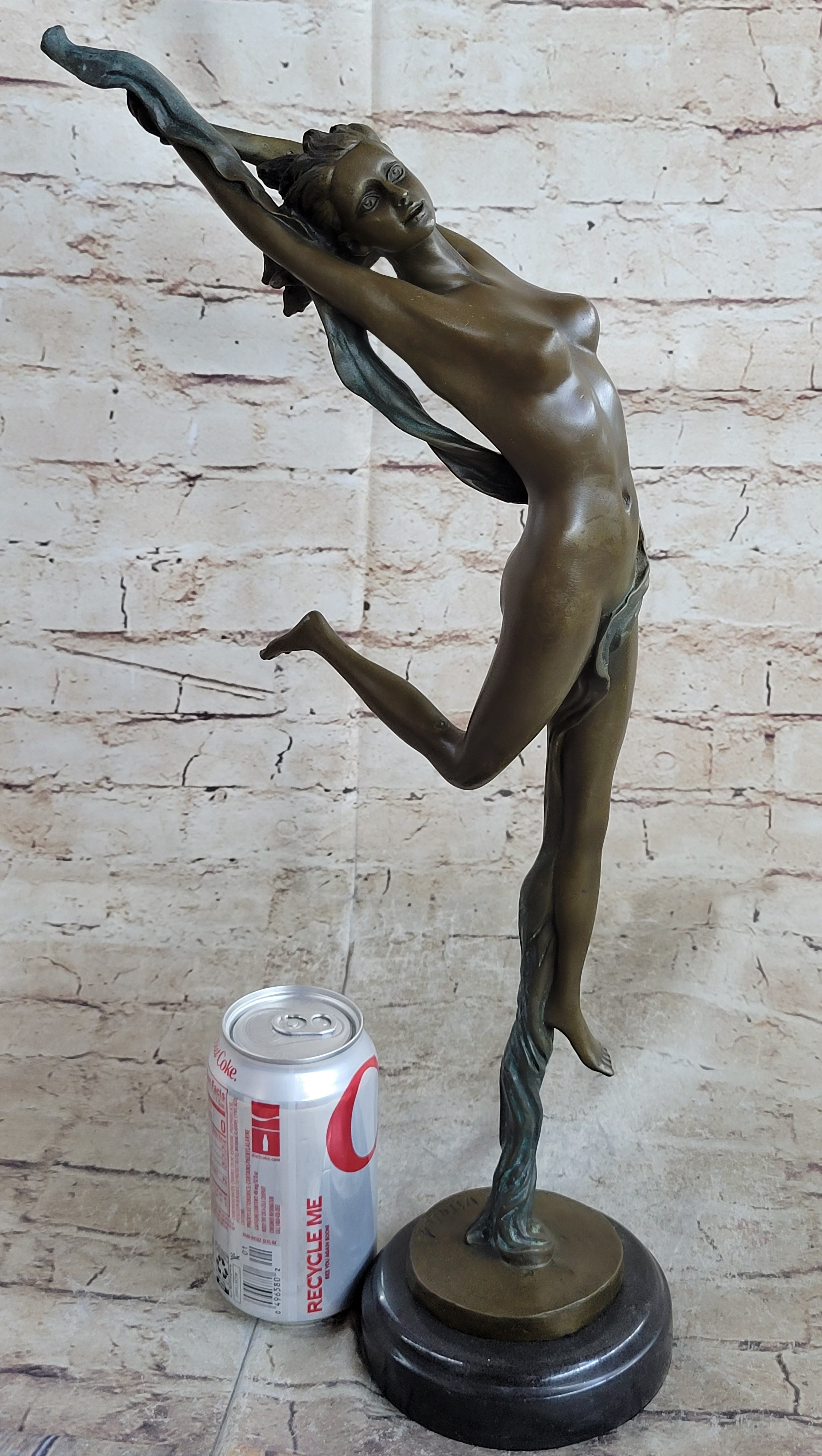Floating Leaping Nude Girl Bronze Sculpture Original Art Female Figure by Aldo Vitaleh