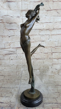 Floating Leaping Nude Girl Bronze Sculpture Original Art Female Figure by Aldo Vitaleh