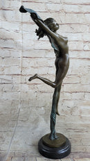 Floating Leaping Nude Girl Bronze Sculpture Original Art Female Figure by Aldo Vitaleh