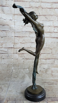 Floating Leaping Nude Girl Bronze Sculpture Original Art Female Figure by Aldo Vitaleh