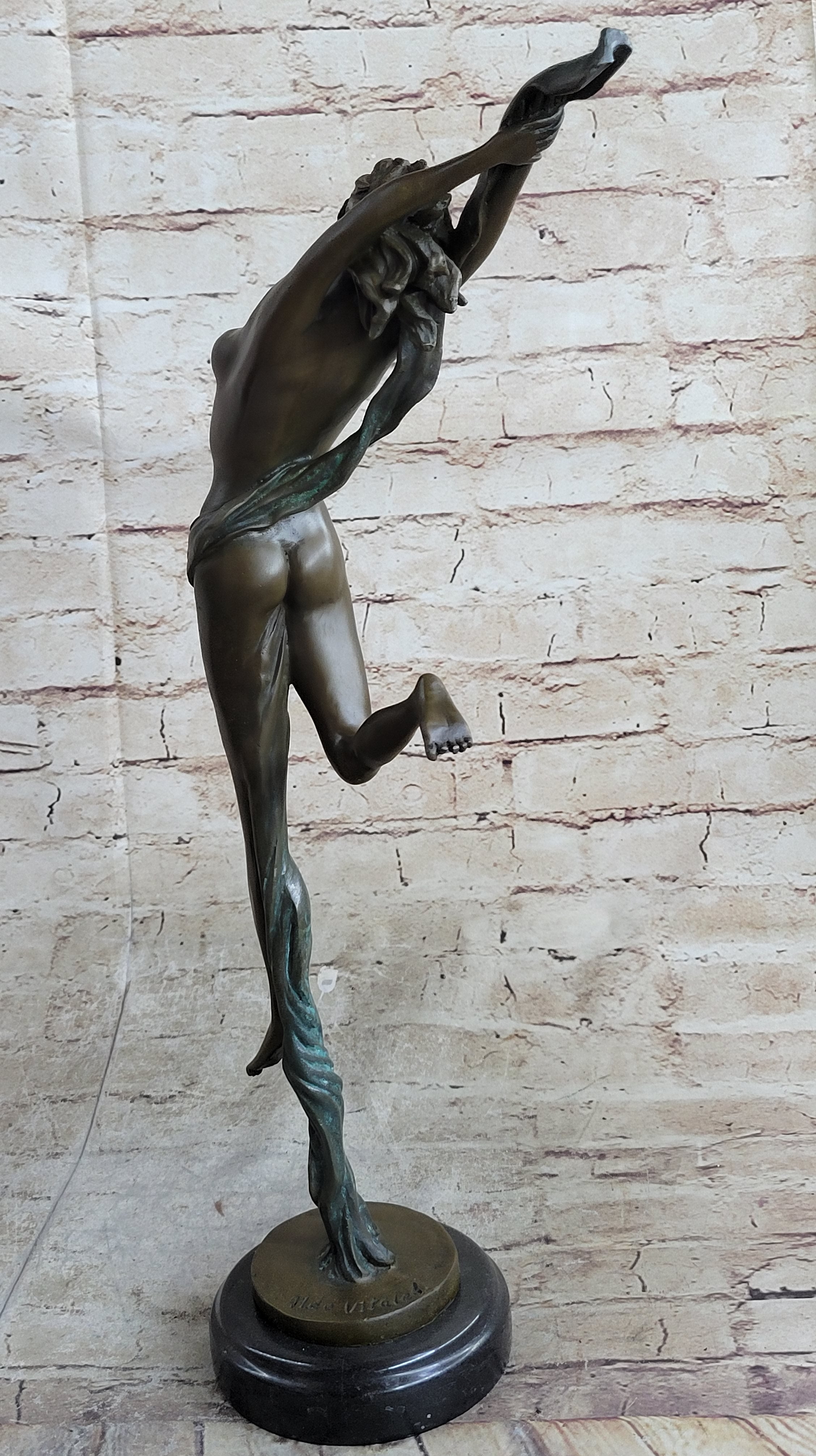 Floating Leaping Nude Girl Bronze Sculpture Original Art Female Figure by Aldo Vitaleh