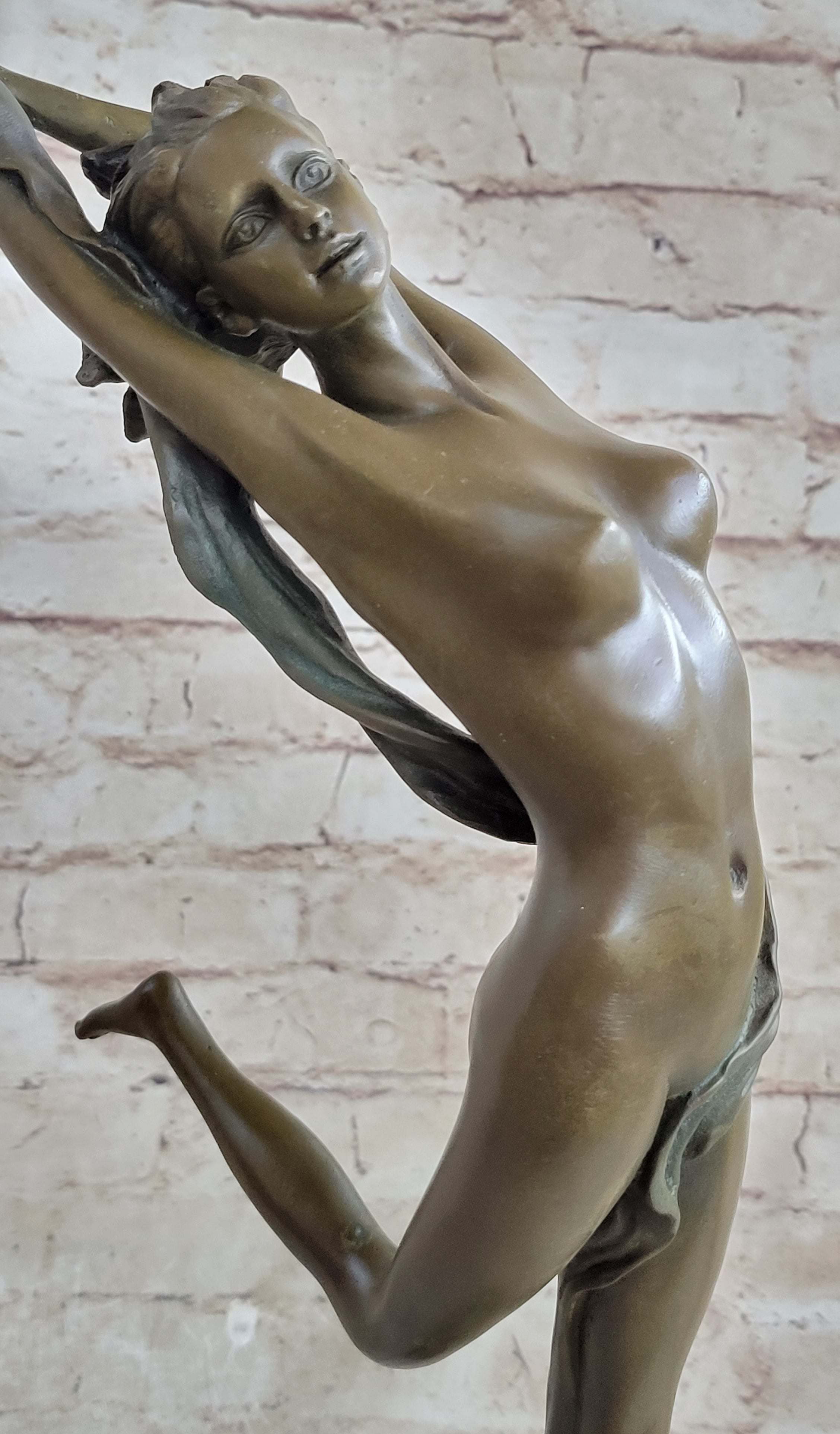 Floating Leaping Nude Girl Bronze Sculpture Original Art Female Figure by Aldo Vitaleh
