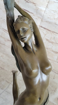 Floating Leaping Nude Girl Bronze Sculpture Original Art Female Figure by Aldo Vitaleh