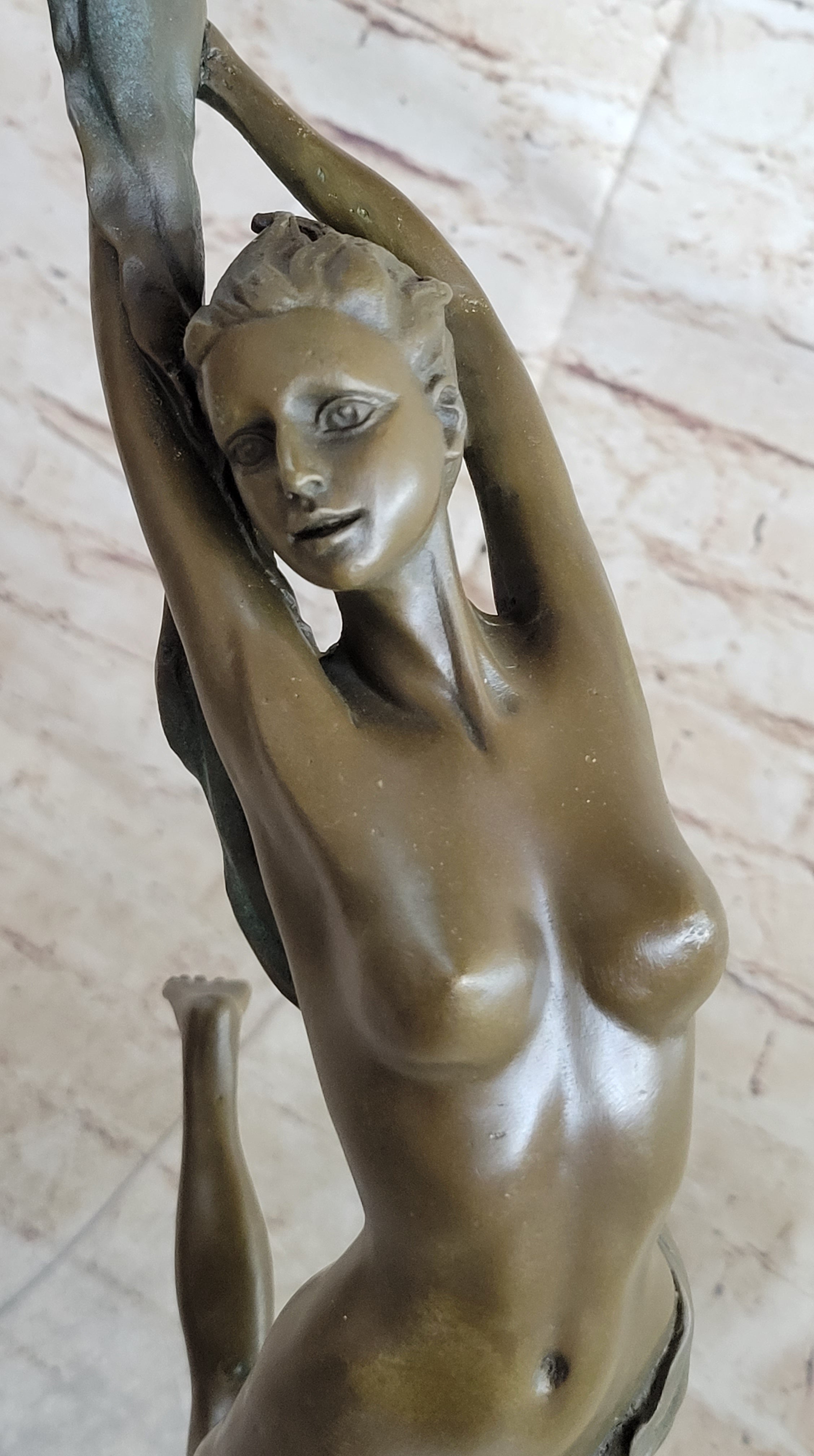 Floating Leaping Nude Girl Bronze Sculpture Original Art Female Figure by Aldo Vitaleh