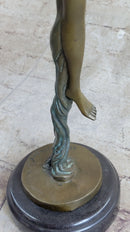 Floating Leaping Nude Girl Bronze Sculpture Original Art Female Figure by Aldo Vitaleh
