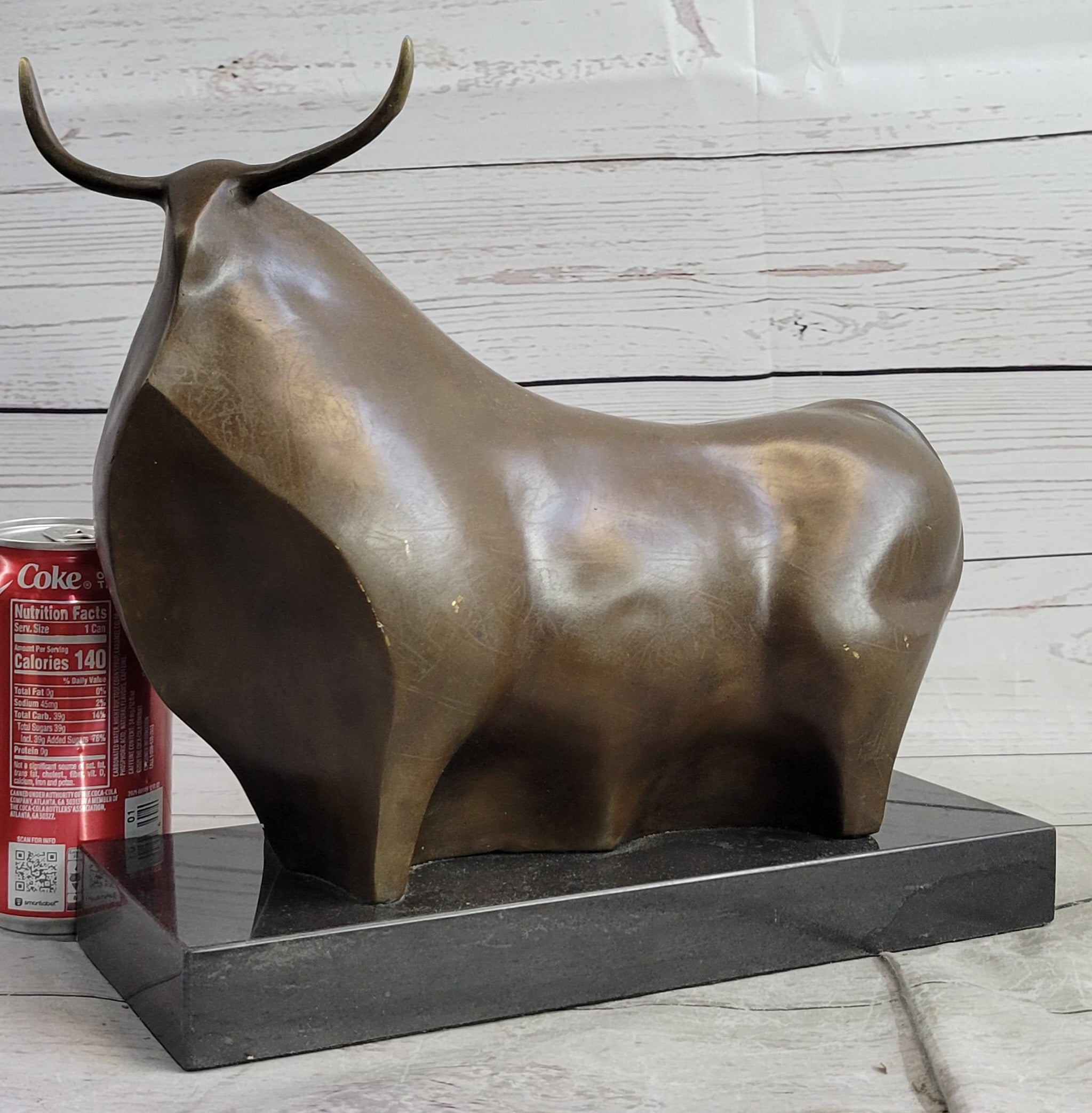 Abstract Modern Art Botero Bull Bronze Sculpture