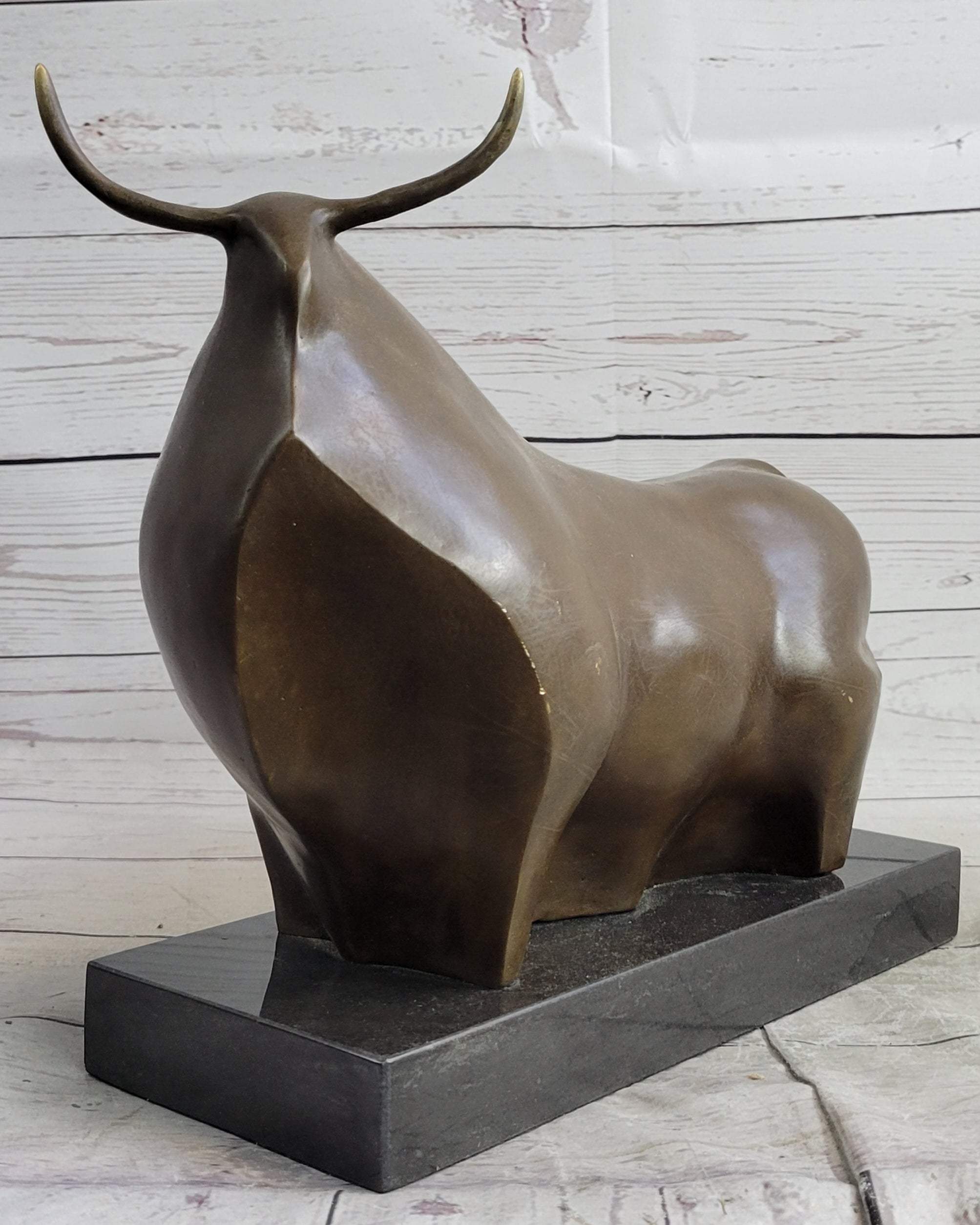 Abstract Modern Art Botero Bull Bronze Sculpture