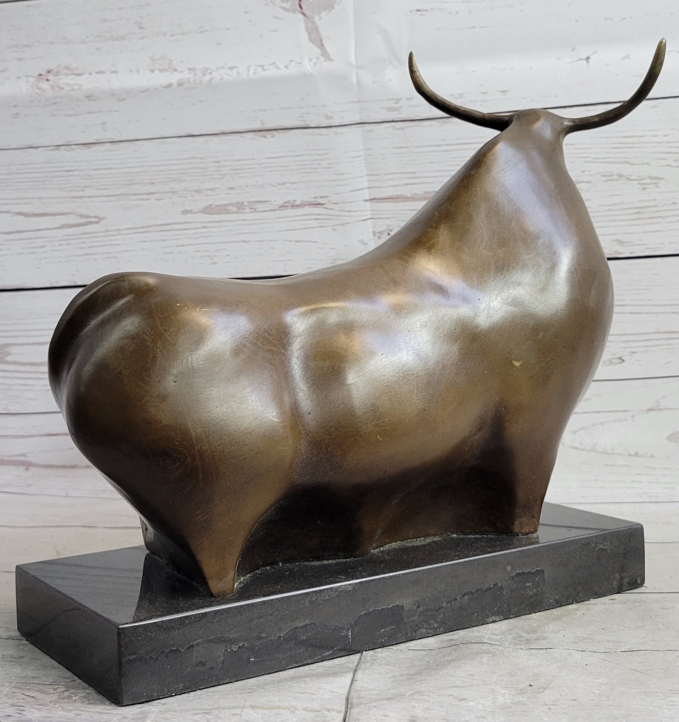 Abstract Modern Art Botero Bull Bronze Sculpture
