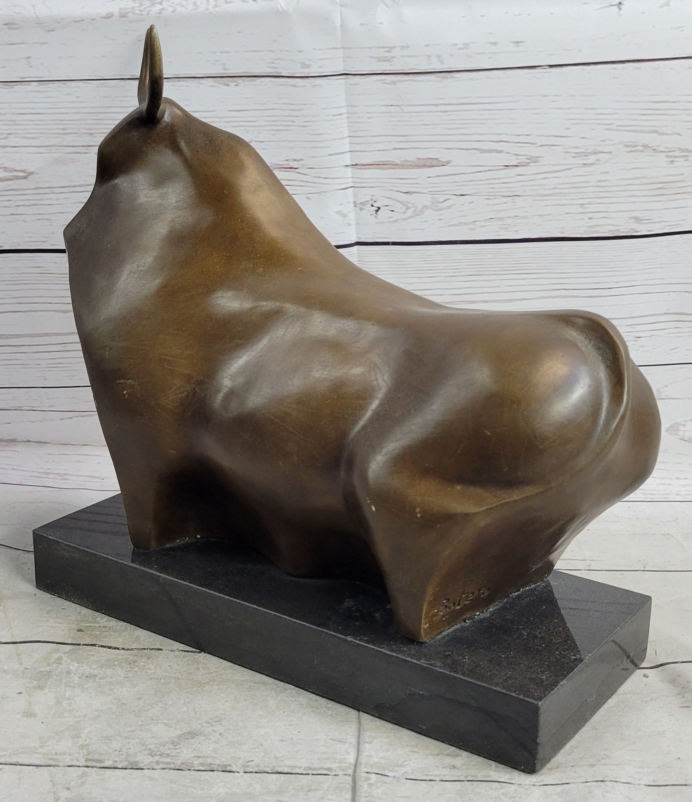 Abstract Modern Art Botero Bull Bronze Sculpture