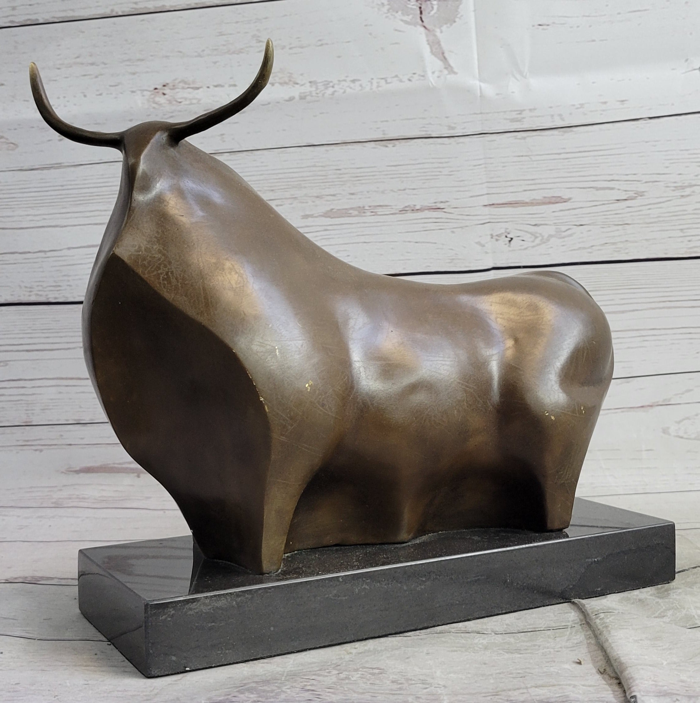 Abstract Modern Art Botero Bull Bronze Sculpture