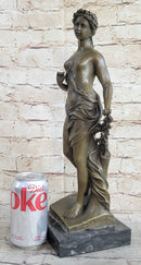 Signed Moreaue Royal Roman Goddess Picking Flowers Bronze Art