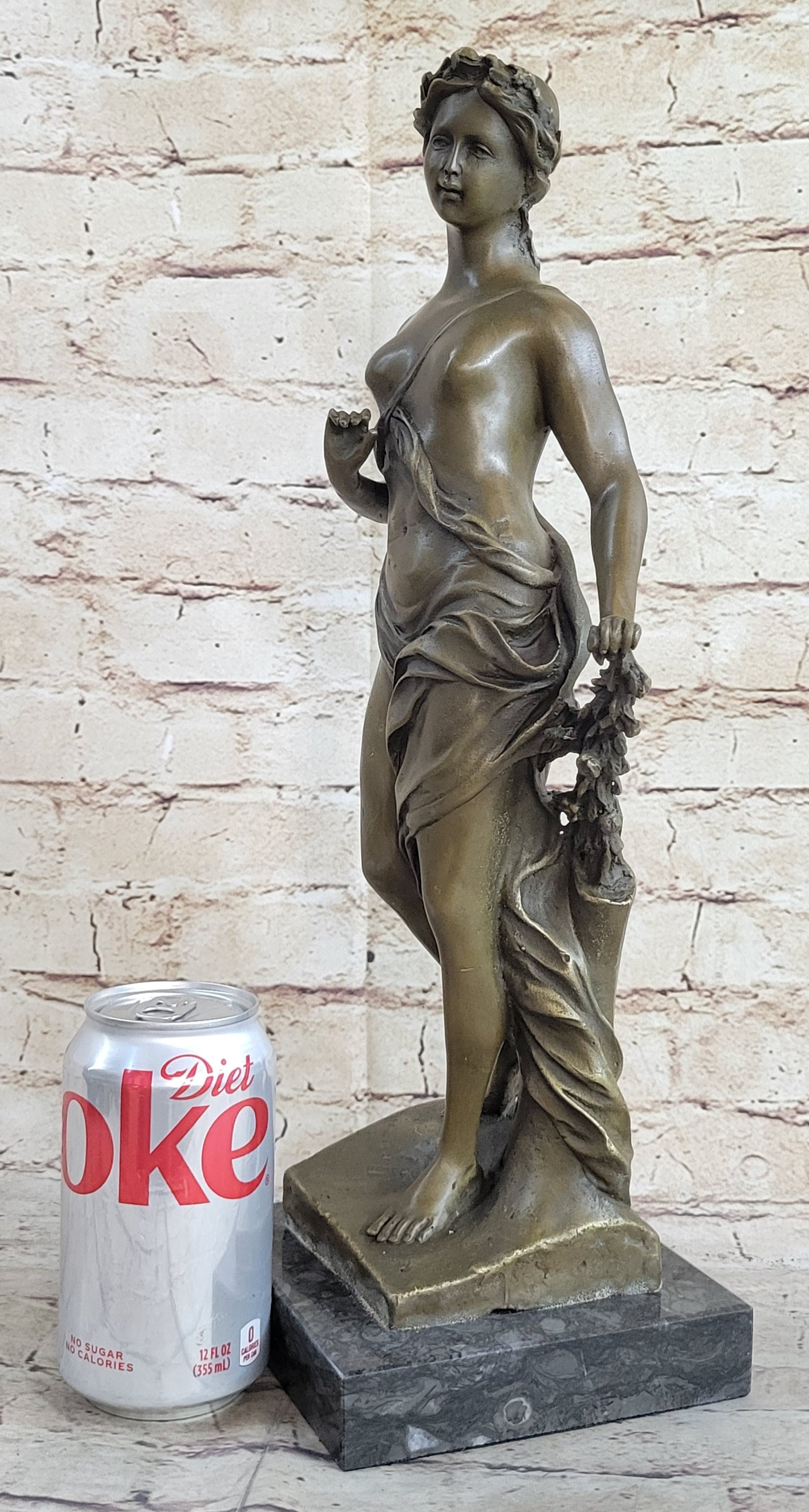 Signed Moreaue Royal Roman Goddess Picking Flowers Bronze Art