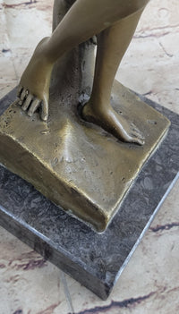 Signed Moreaue Royal Roman Goddess Picking Flowers Bronze Art