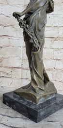Signed Moreaue Royal Roman Goddess Picking Flowers Bronze Art