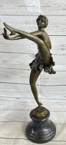 Signed Bruno Zach High Kick Dancer Bronze Sculpture Art Nouveau