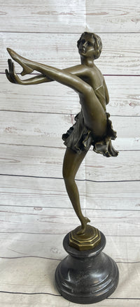 Signed Bruno Zach High Kick Dancer Bronze Sculpture Art Nouveau