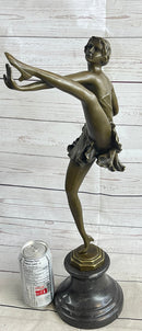 Signed Bruno Zach High Kick Dancer Bronze Sculpture Art Nouveau