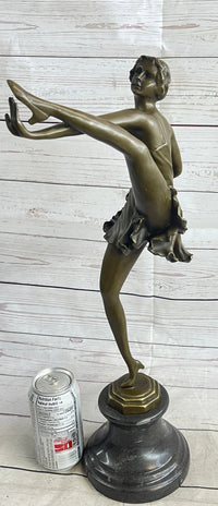 Signed Bruno Zach High Kick Dancer Bronze Sculpture Art Nouveau