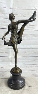 Signed Bruno Zach High Kick Dancer Bronze Sculpture Art Nouveau