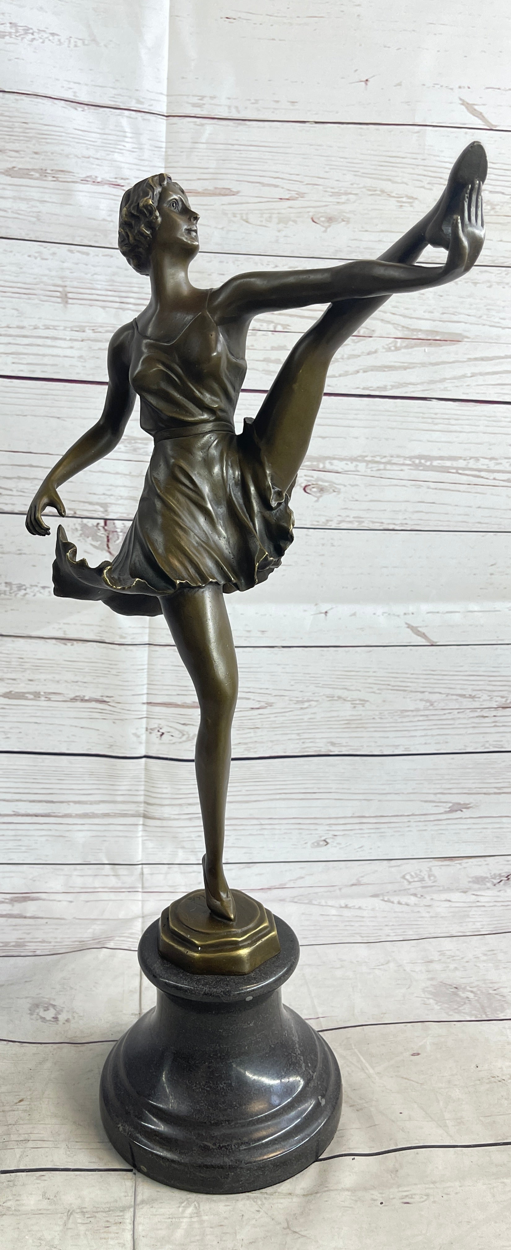 Signed Bruno Zach High Kick Dancer Bronze Sculpture Art Nouveau