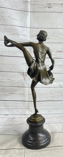 Signed Bruno Zach High Kick Dancer Bronze Sculpture Art Nouveau