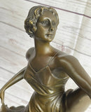 Signed Bruno Zach High Kick Dancer Bronze Sculpture Art Nouveau