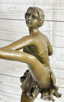 Signed Bruno Zach High Kick Dancer Bronze Sculpture Art Nouveau
