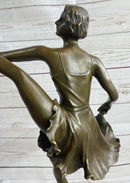 Signed Bruno Zach High Kick Dancer Bronze Sculpture Art Nouveau