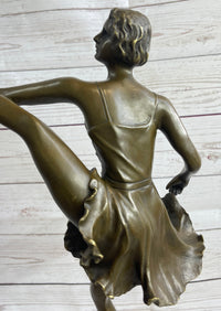 Signed Bruno Zach High Kick Dancer Bronze Sculpture Art Nouveau
