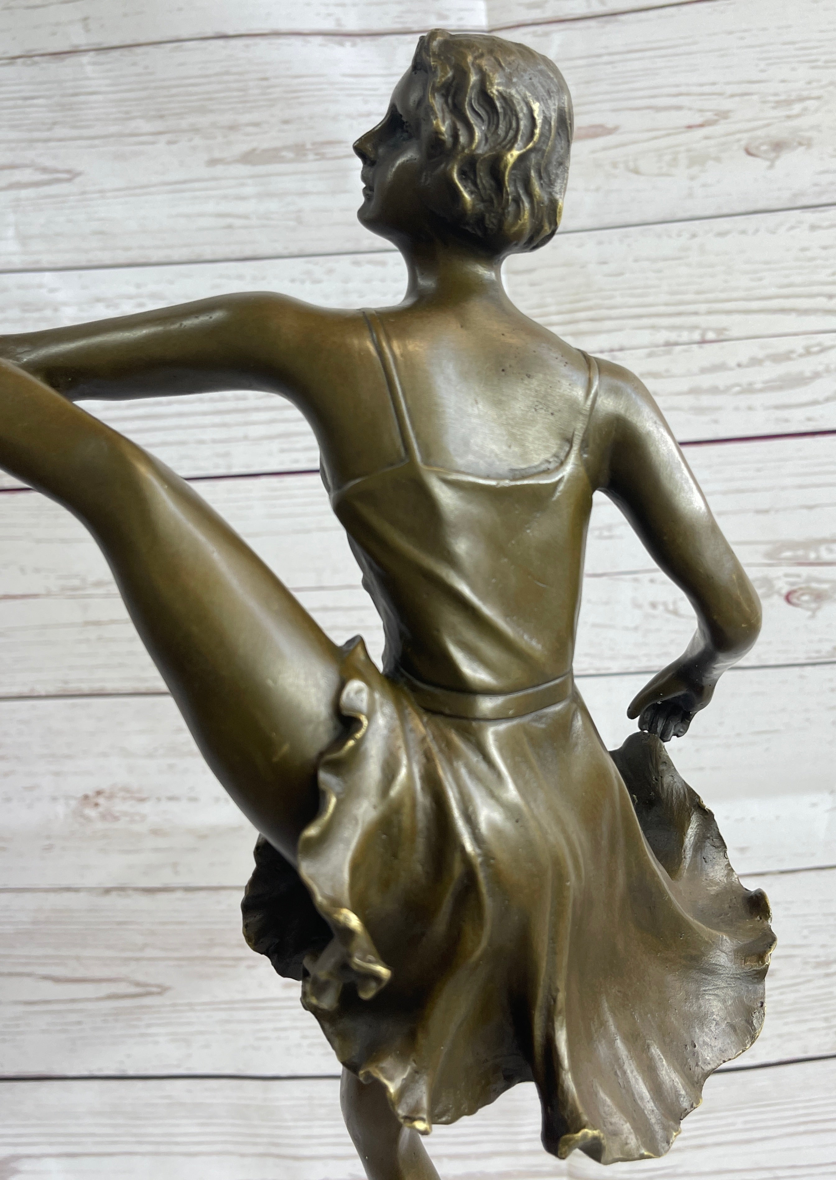 Signed Bruno Zach High Kick Dancer Bronze Sculpture Art Nouveau